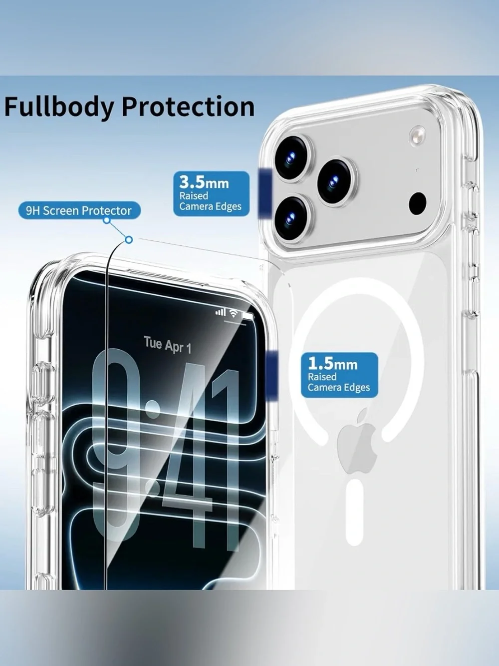 for iPhone 18/17 Pro Case Clear with 360 Spin Magnetic Black Stand